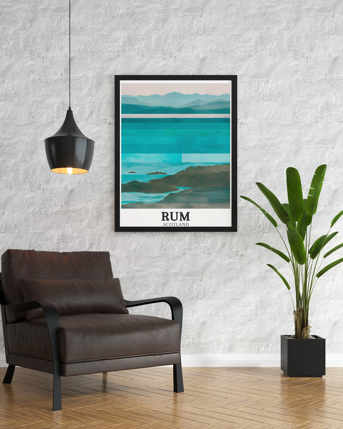 Isle of Rum Askival Mountain Teal Coast Scotland Travel Poster - Image 2