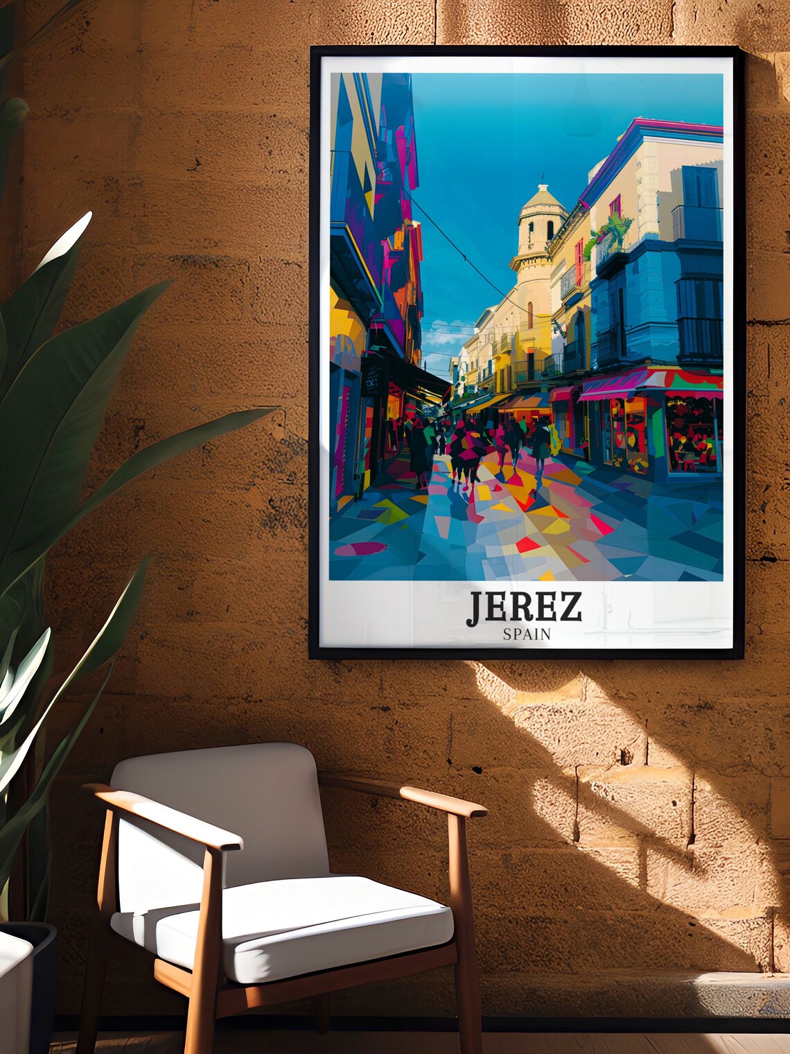 Jerez Calle Larga Colorful Street Andalusia Spain Travel Poster - Image 2
