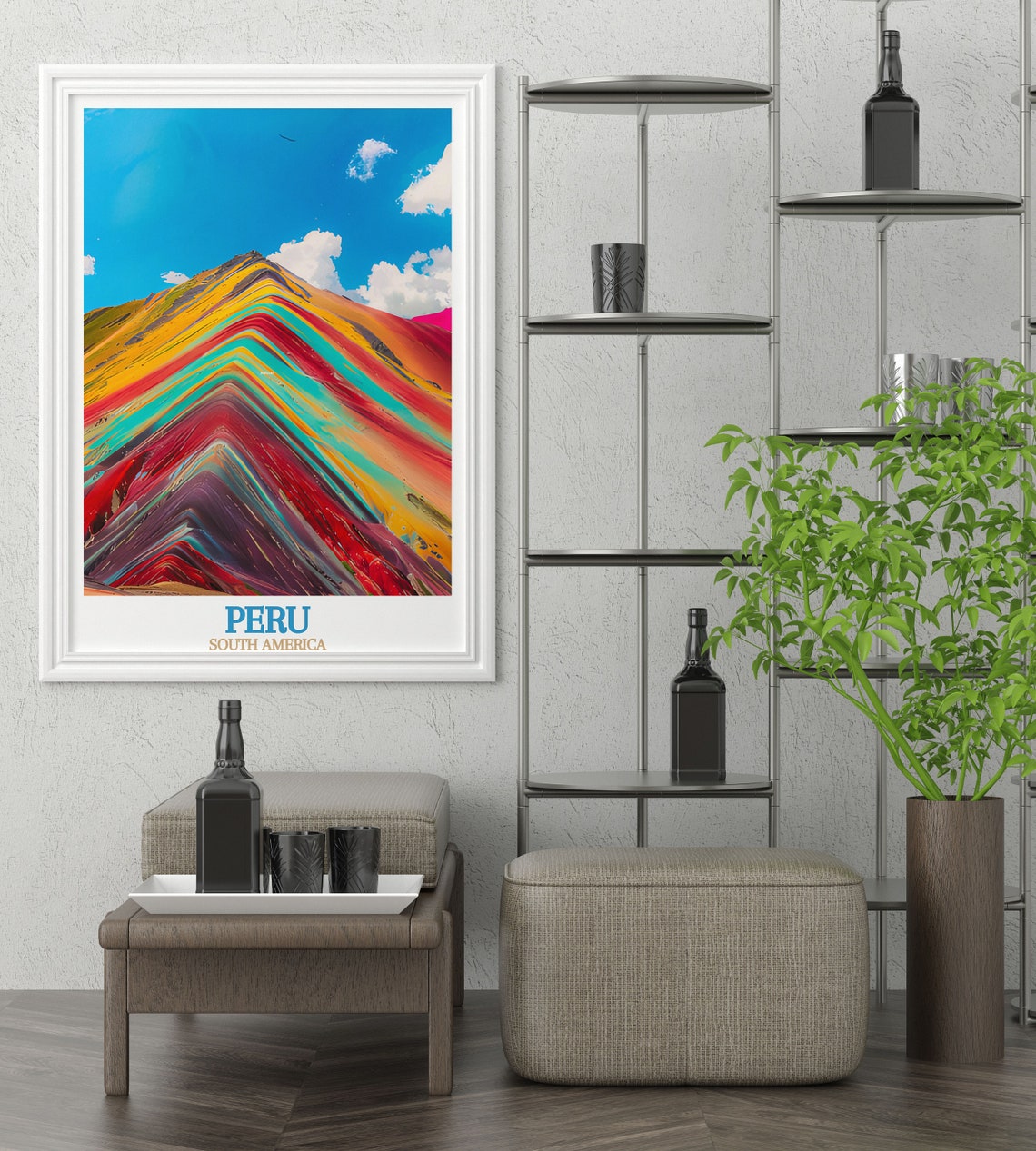 Rainbow Mountain Striped Red Gold Teal Slopes Vinicunca Peru Poster - Image 2