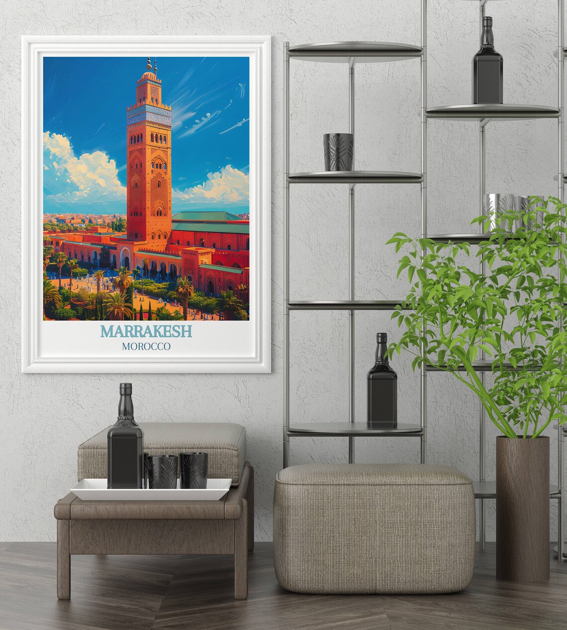 Marrakesh Morocco Koutoubia Mosque Minaret City Skyline Poster - Image 3