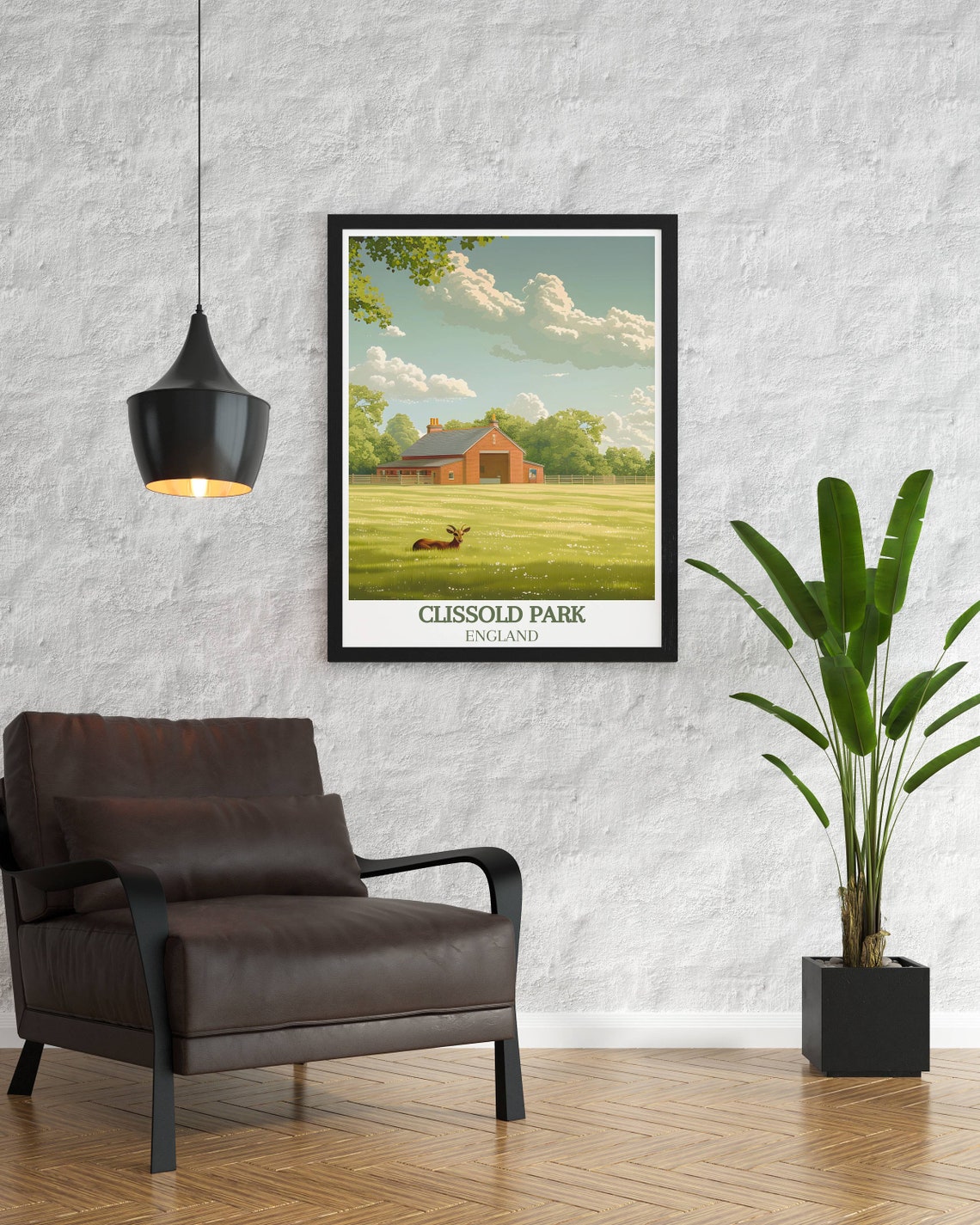 Clissold Park England Meadow Deer Resting By Brick Barn Poster - Image 2