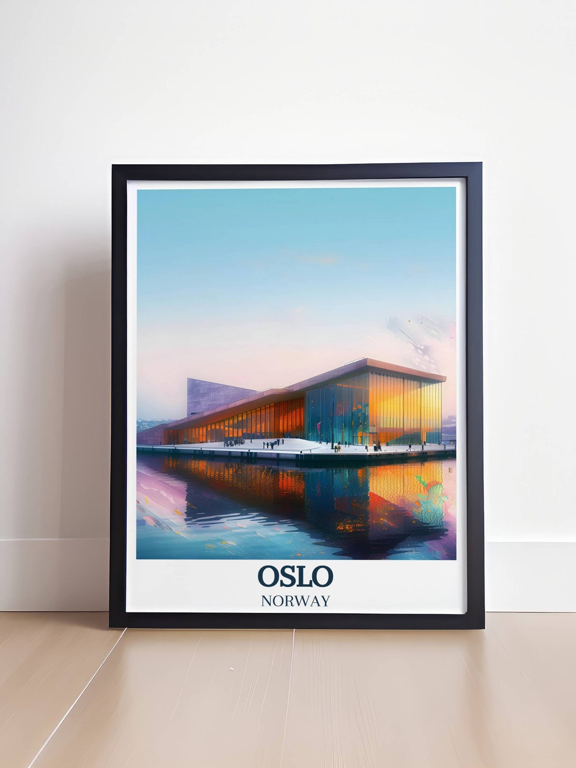 Oslo Opera House Waterfront Glowing at Golden Sunset Norway Poster - Image 4