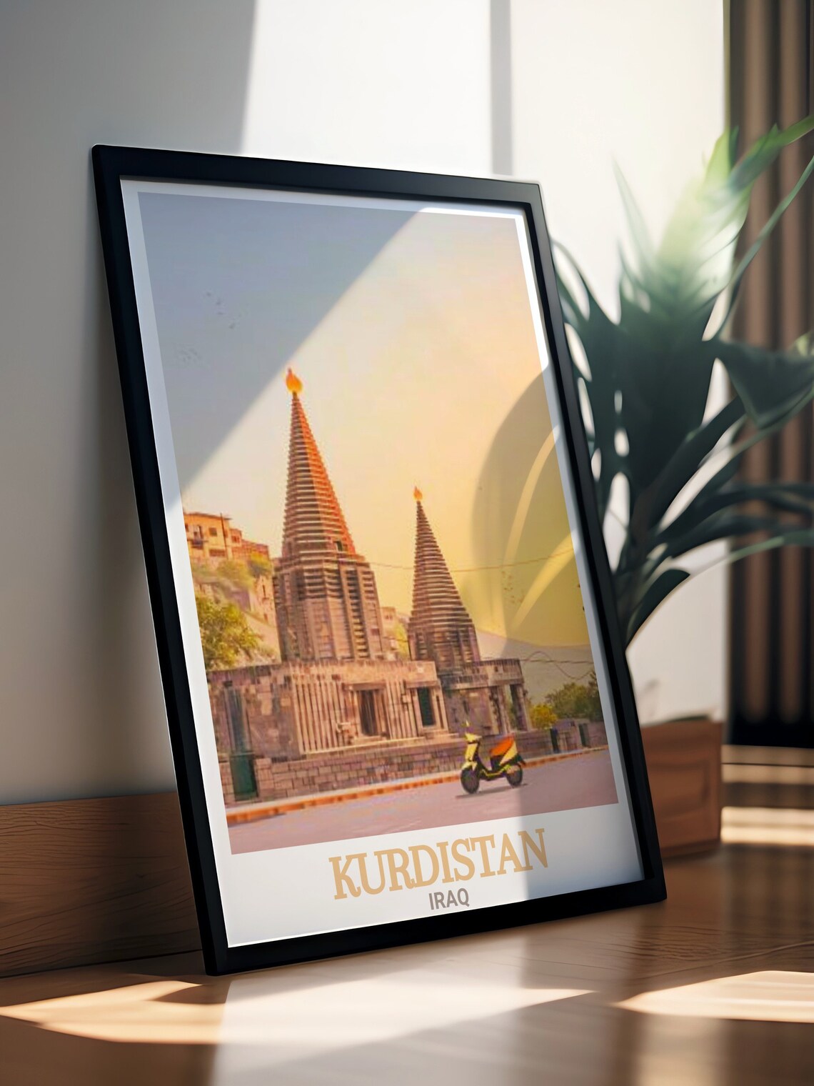 Kurdistan Iraq Lalish Temple Towers Sunset Landmark Travel Poster - Image 2