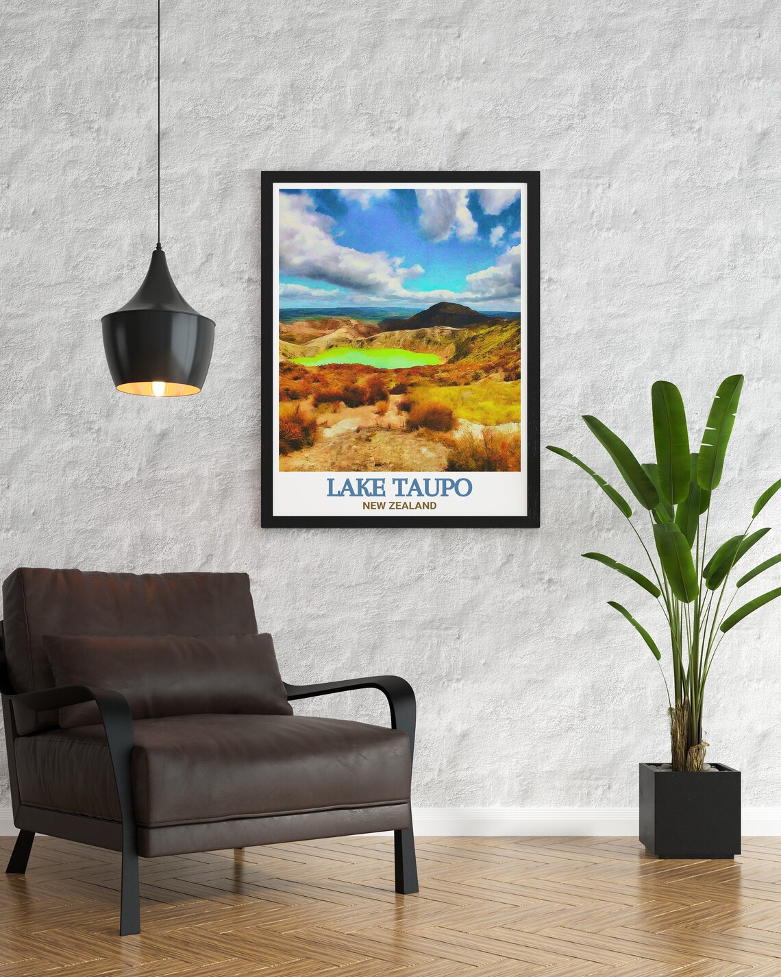 Lake Taupo New Zealand Green Crater Lake Tongariro Volcanic Poster - Image 2