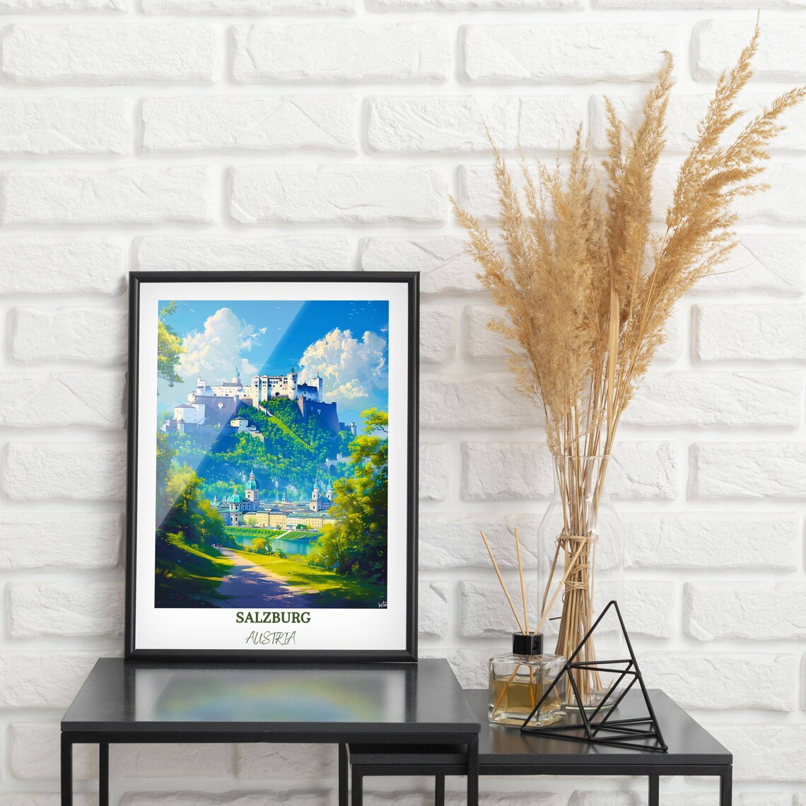 Salzburg Hohensalzburg Fortress Seen from Green Summer Hills Poster - Image 2