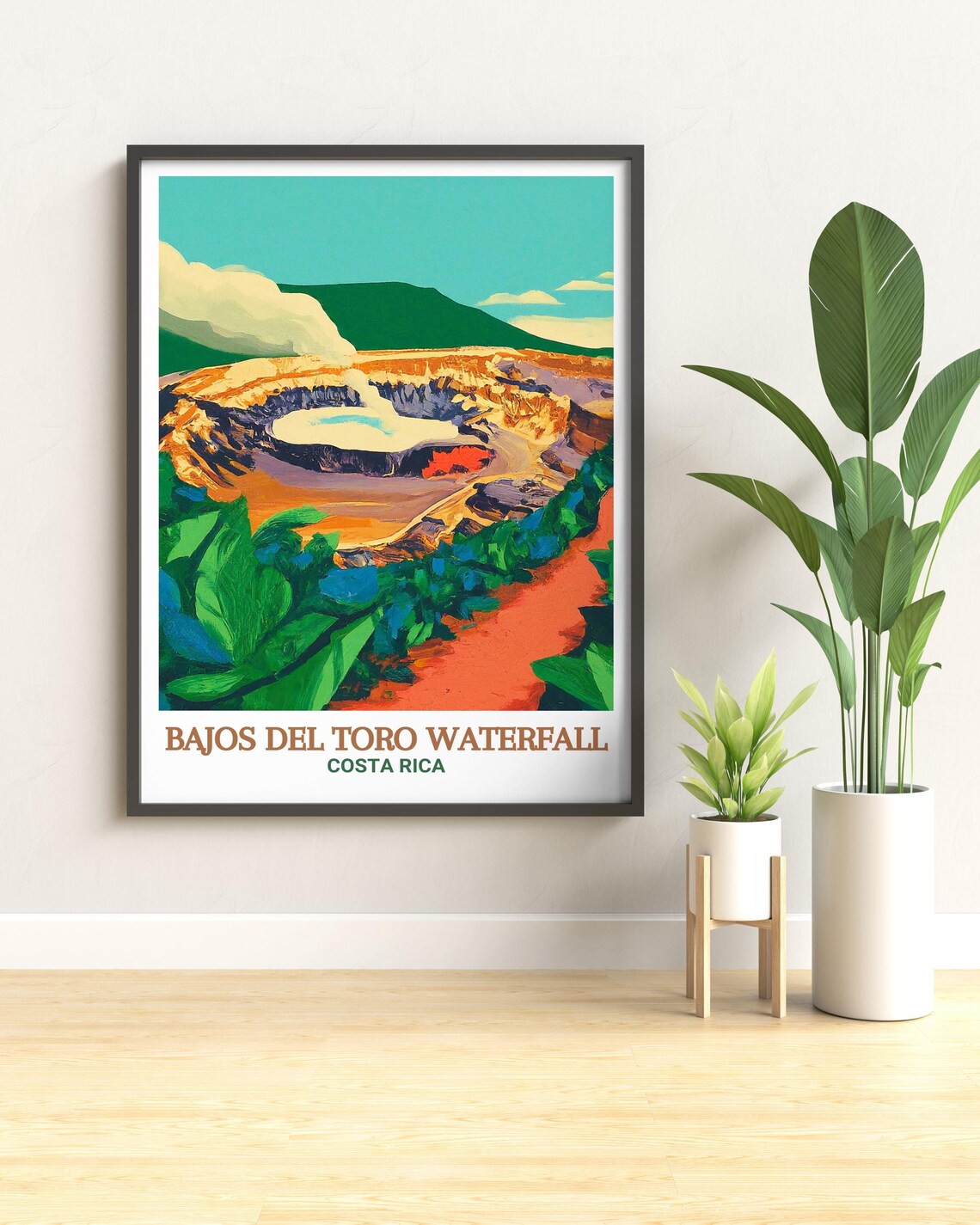 Poas Volcano Crater Bajos Del Toro Waterfall Costa Rica Travel Poster - Image 2