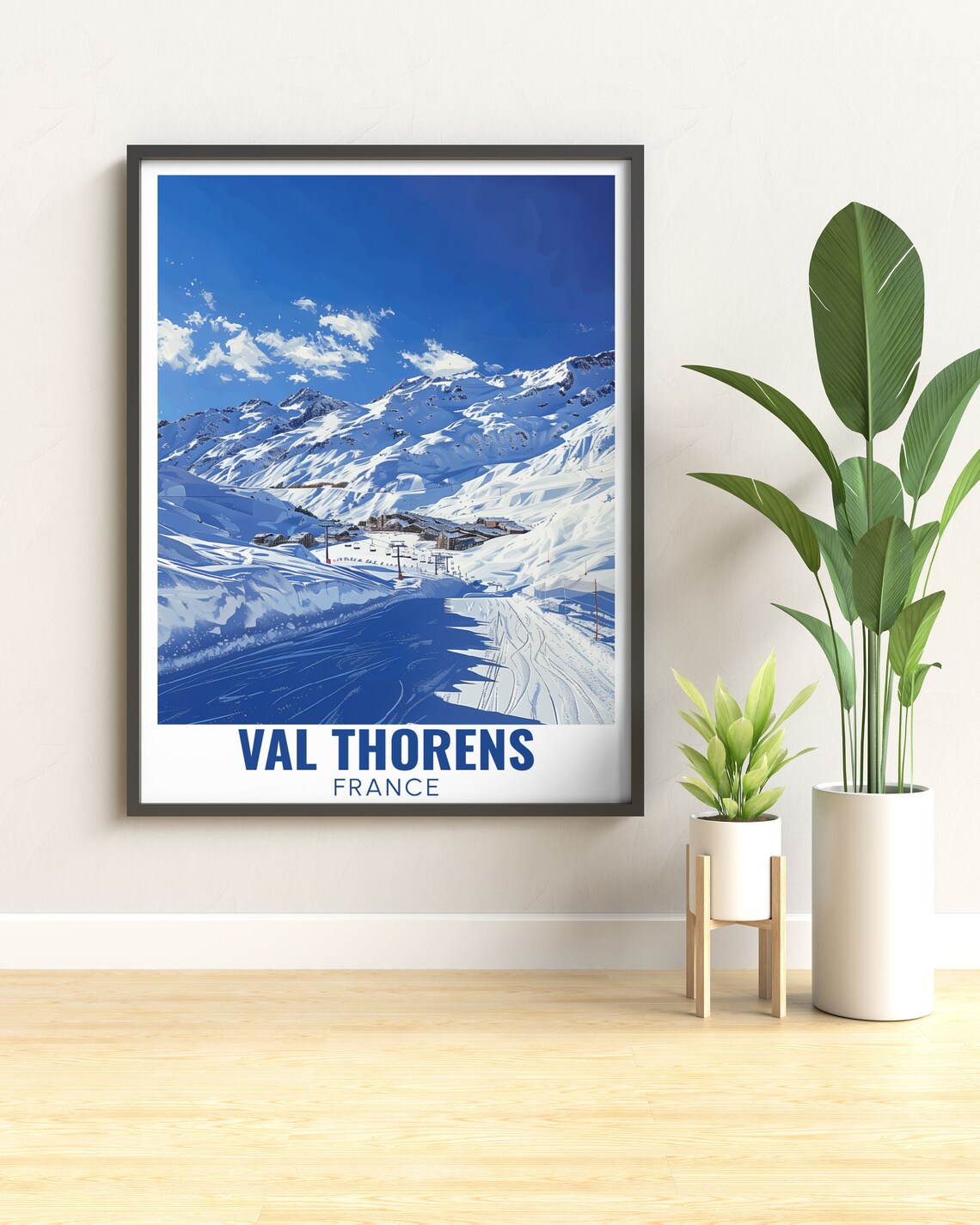 Val Thorens France Snowy Ski Resort Village Blue Sky Alpine Poster - Image 2