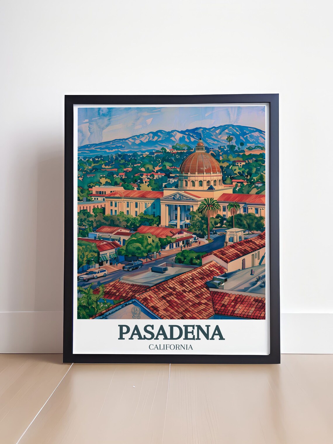 Pasadena City Hall Dome San Gabriel Mountains California Poster - Image 4