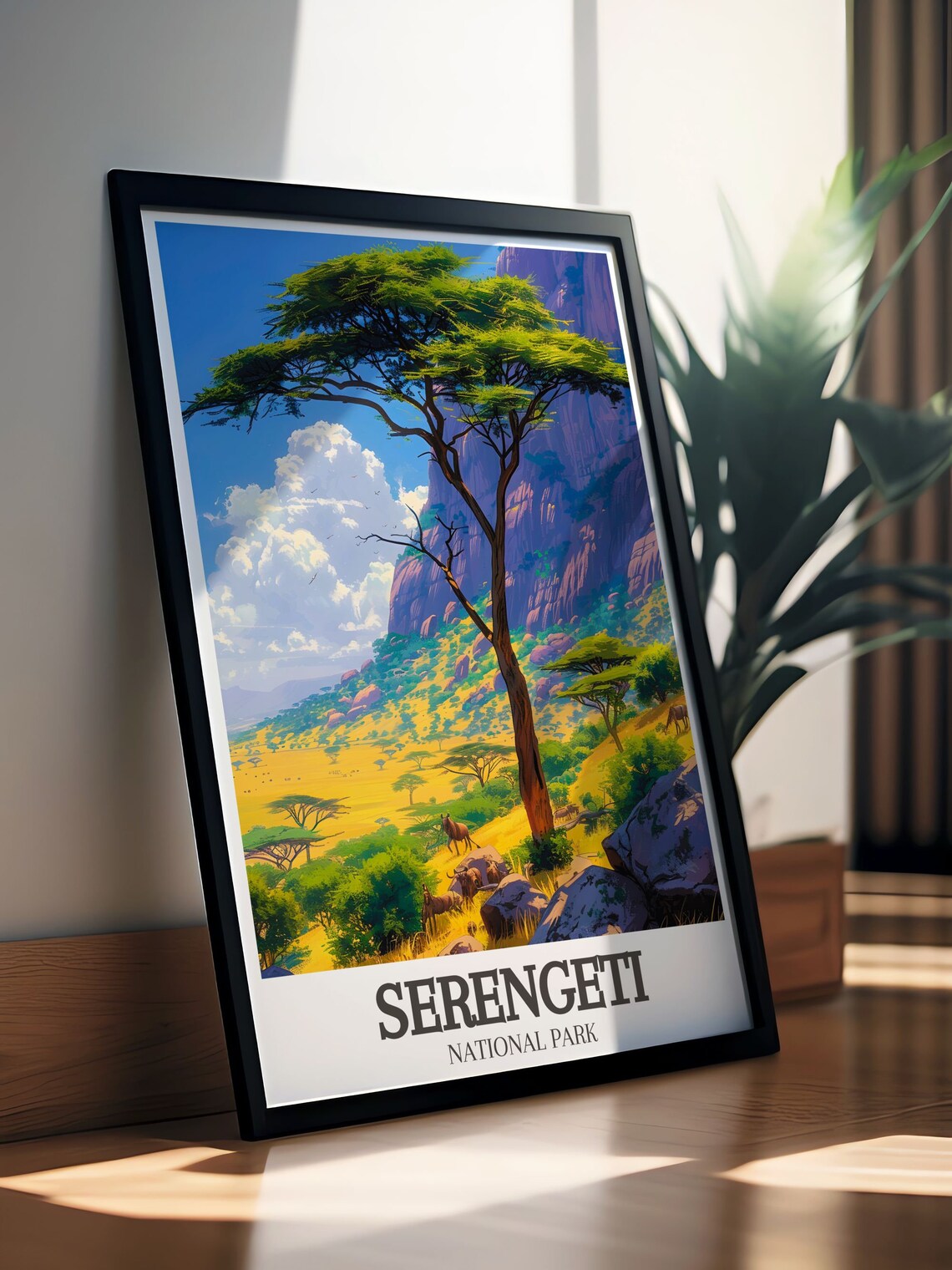 Serengeti Acacia Tree Mountain Backdrop Wildlife National Park Poster - Image 2