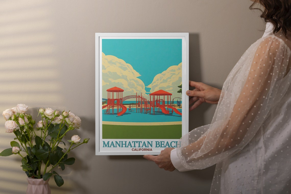 Polliwog Park Playground by the Sea Manhattan Beach Travel Poster - Image 3