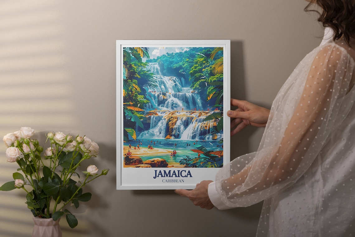 Jamaica Dunns River Falls Travel Poster, Ocho Rios - Image 3