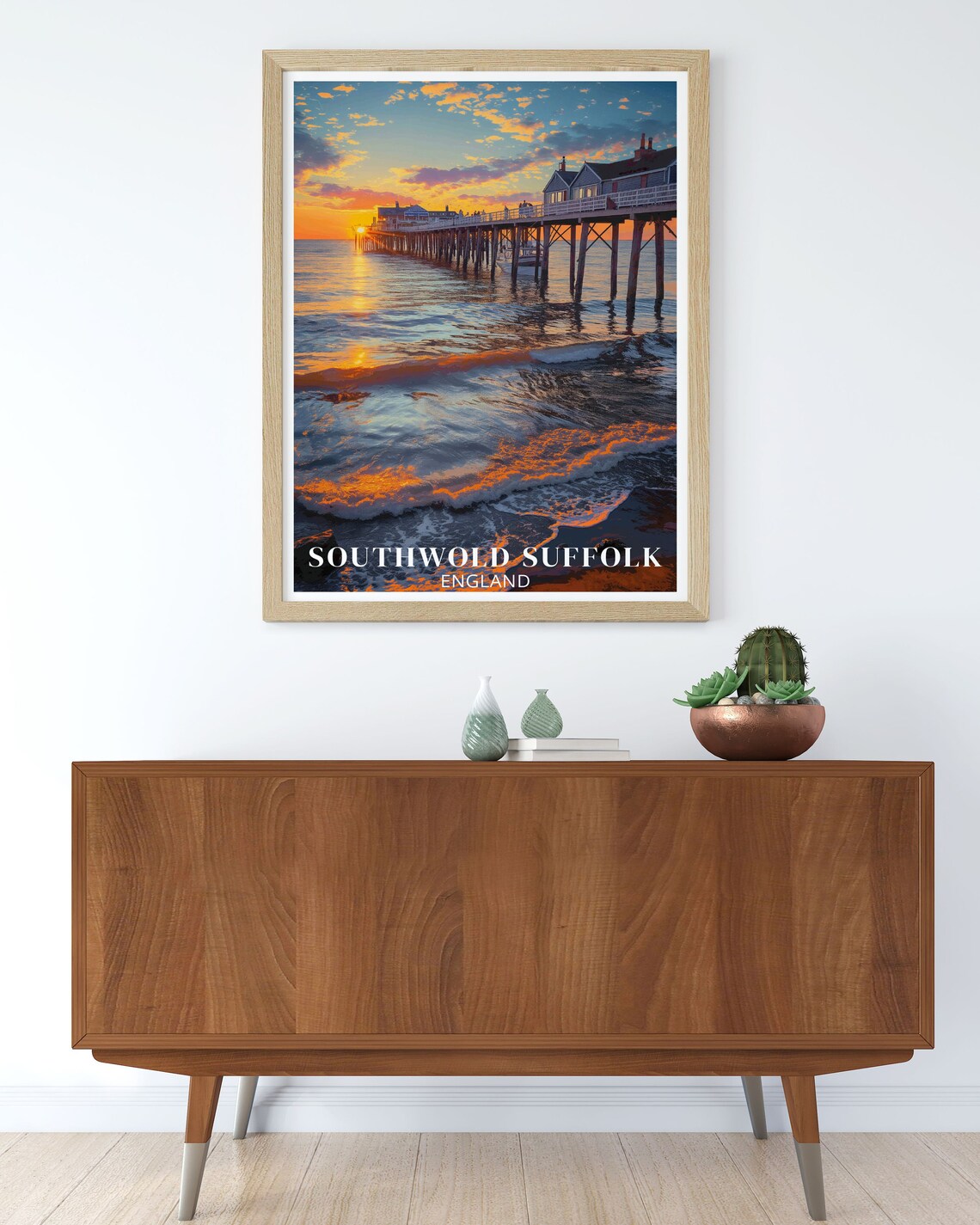 Southwold Suffolk England Golden Sunset Pier Seaside Travel Poster - Image 2