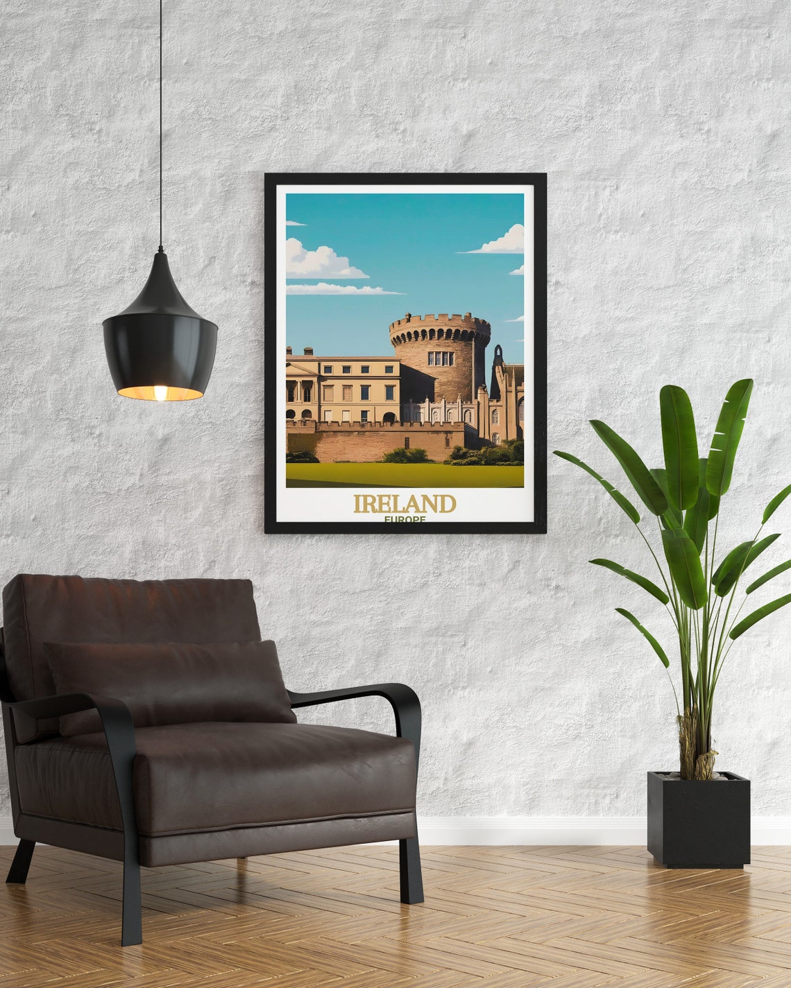 Ireland Europe Dublin Castle Round Tower Flat Illustration Poster - Image 2