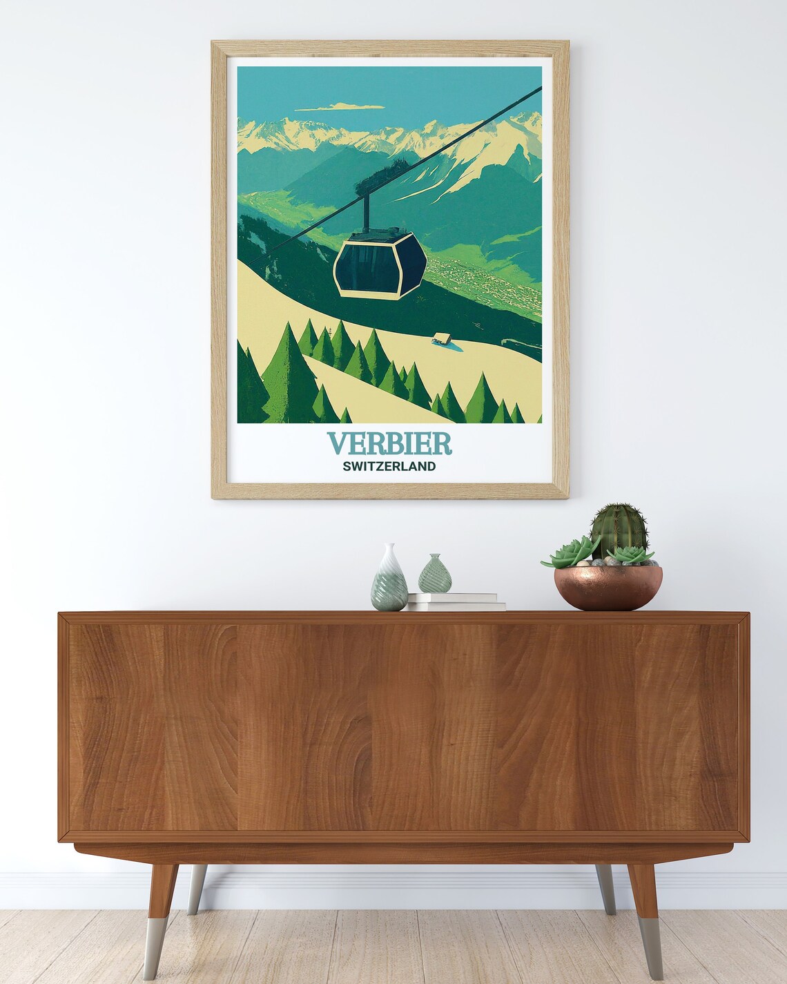 Verbier Switzerland Gondola Cabin Alpine Valley Cable Car Poster - Image 3