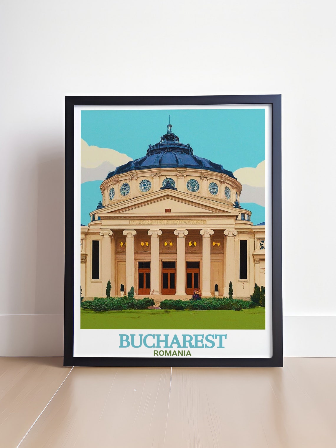 Bucharest Romania Athenaeum Concert Hall Blue Dome Travel Poster - Image 4