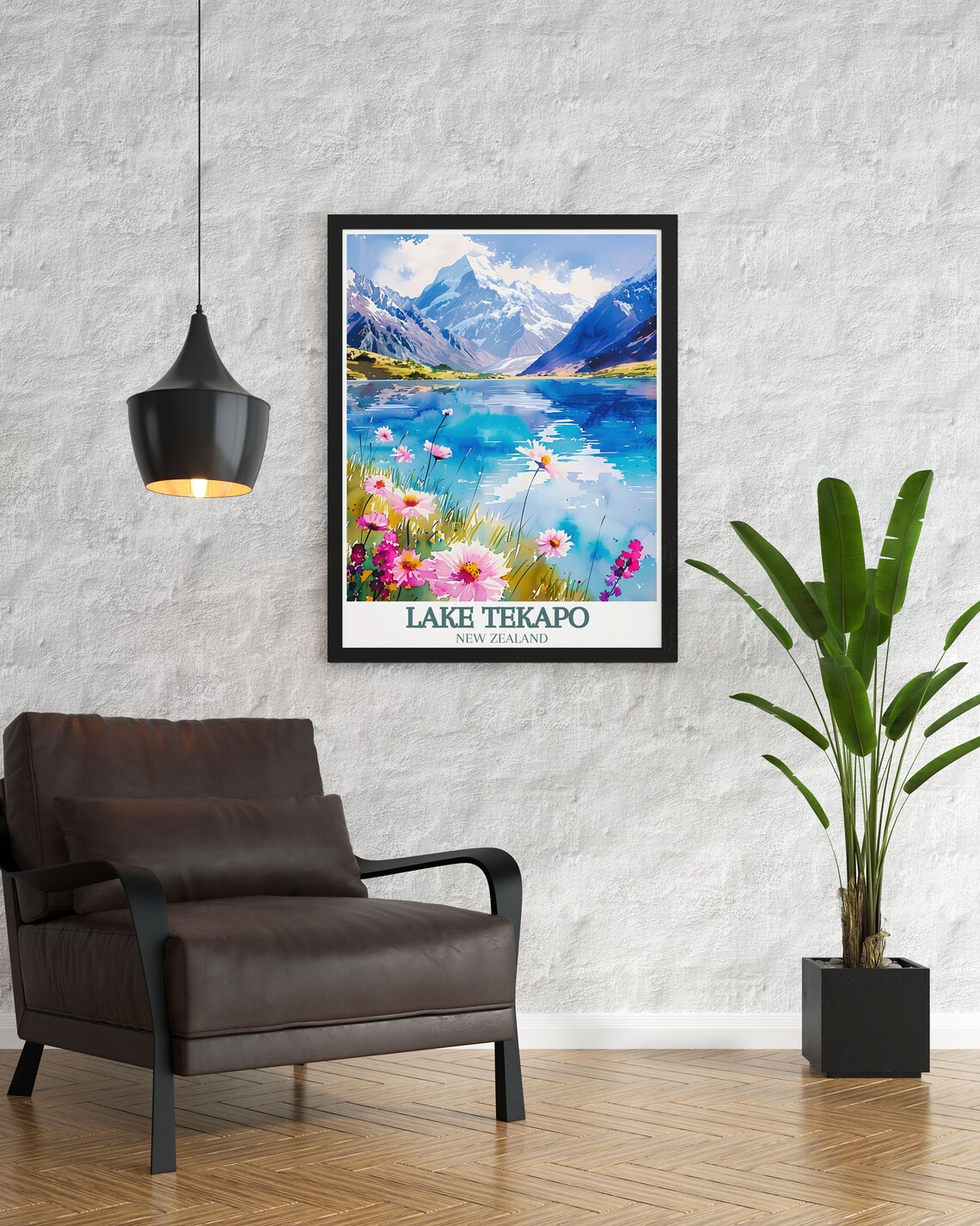 Lake Tekapo Wildflowers Alpine Lakeside Spring New Zealand Poster - Image 2