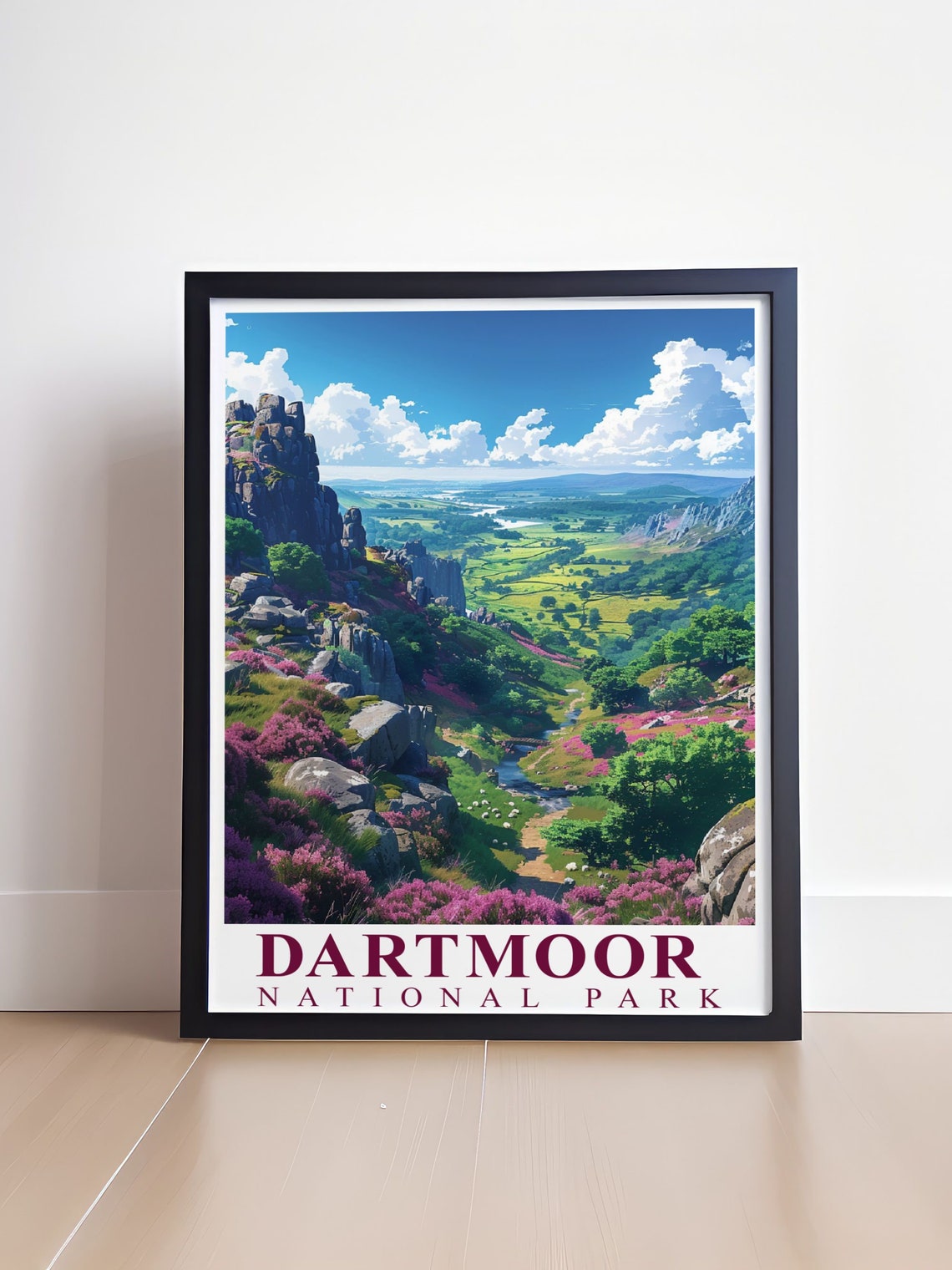 Dartmoor National Park Heather Moorland Valley Travel Poster - Image 4