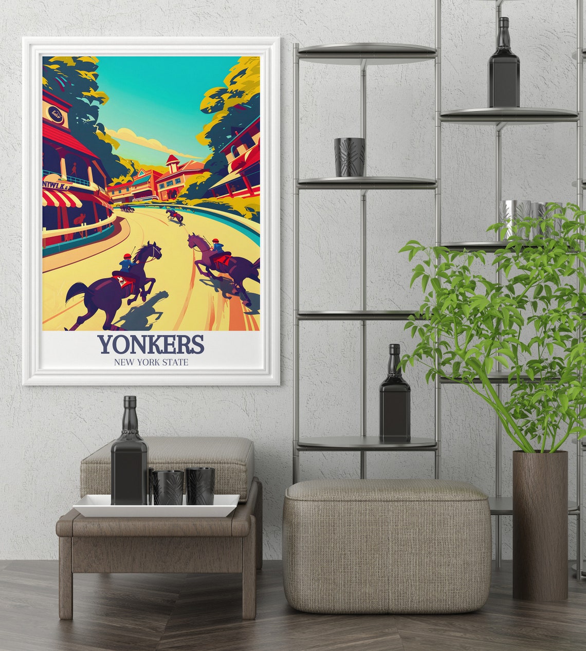 Yonkers New York Harness Racing Horses Raceway Sports Poster - Image 3