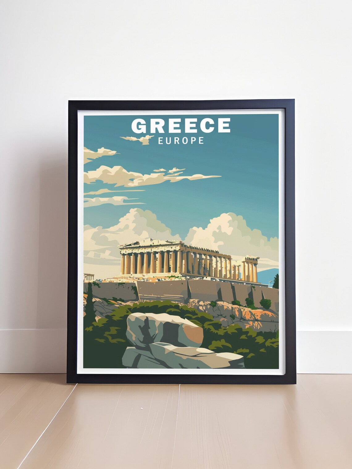 Athens Acropolis Parthenon Daytime Retro Greece Travel Poster - Image 4