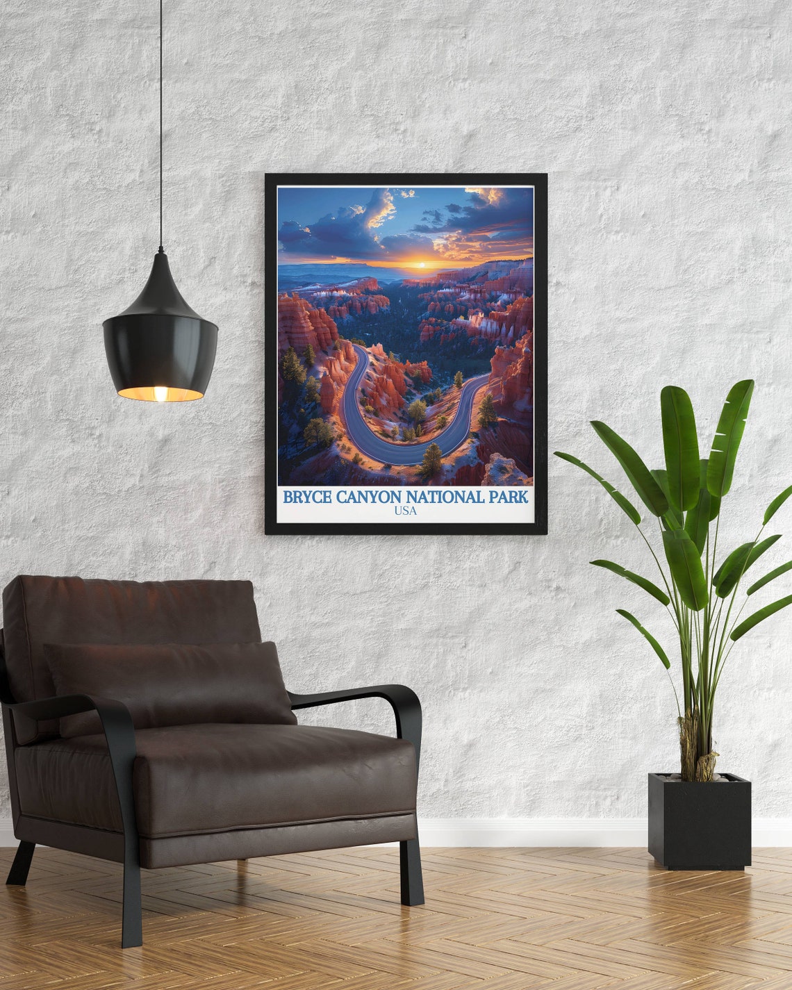 Bryce Canyon National Park Sunset Winding Road USA Travel Poster - Image 2