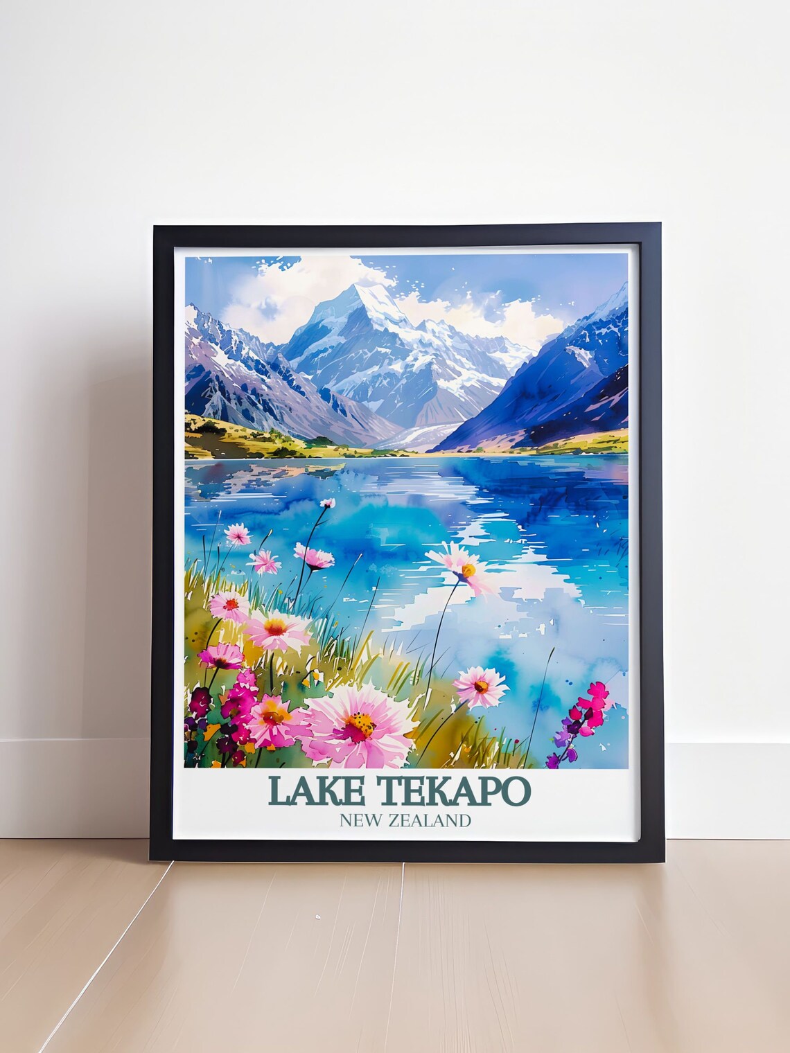 Lake Tekapo Wildflowers Alpine Lakeside Spring New Zealand Poster - Image 4