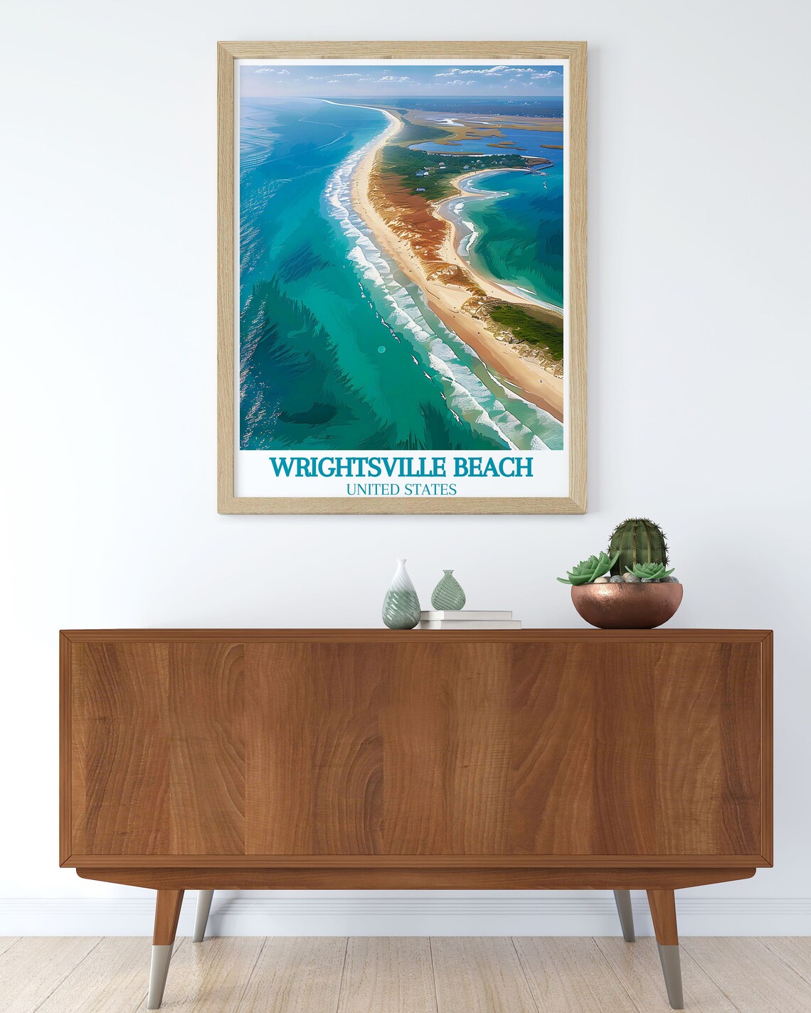 Wrightsville Beach Aerial Masonboro Island Coast Travel Poster - Image 2