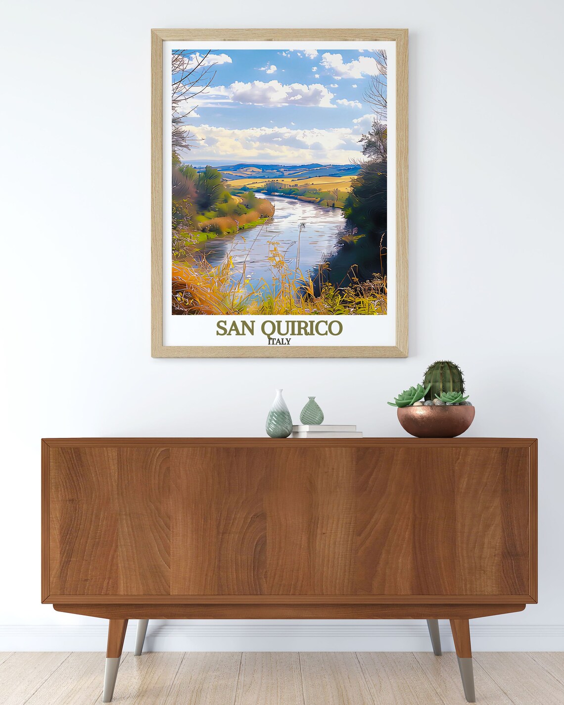 San Quirico d'Orcia River Countryside Landscape Travel Poster Italy - Image 2