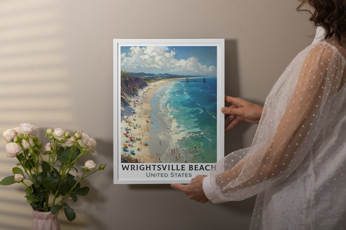 Wrightsville Beach North Carolina Crowded Summer Surf Poster - Image 2
