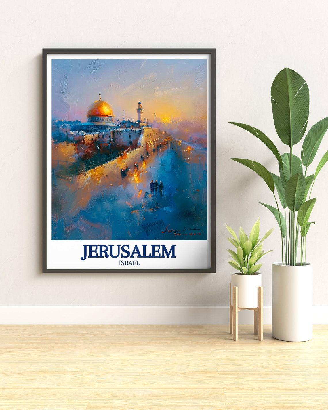 Jerusalem Travel Print The Western Wall Dome Of The Rock Art Print Jerusalem Poster The Western Wall And Dome Of The Rock Travel Poster - Image 2