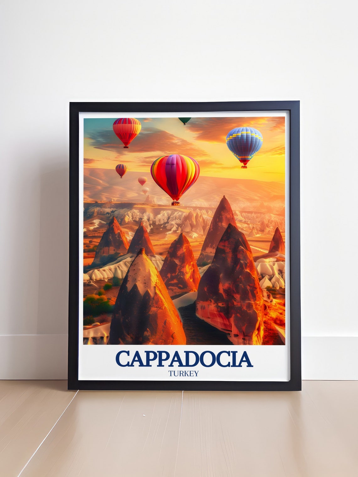Cappadocia Turkey Fairy Chimneys Hot Air Balloon Sunset Poster - Image 4