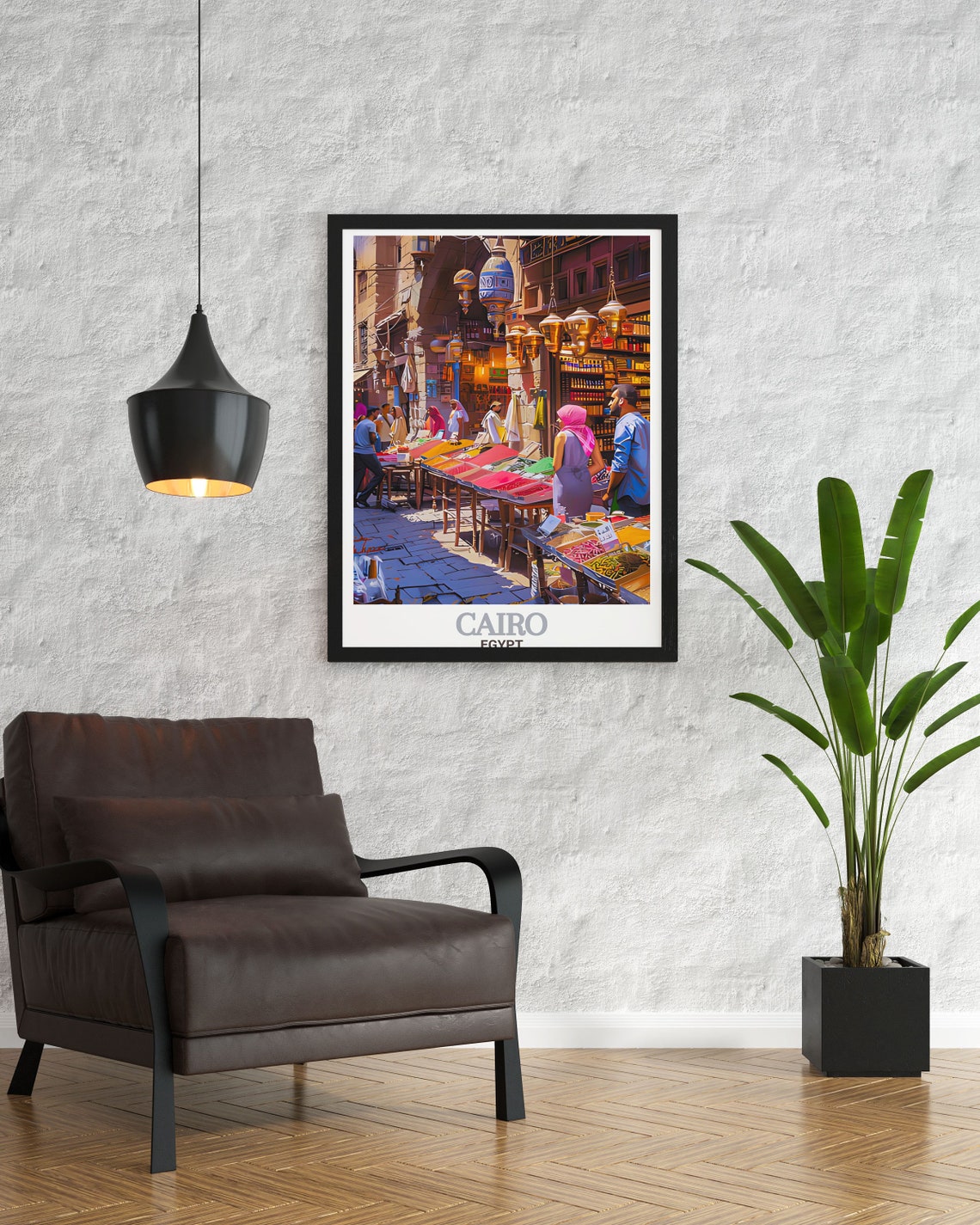 Cairo Khan el-Khalili Bazaar Spice Market Lanterns Egypt Travel Poster - Image 2