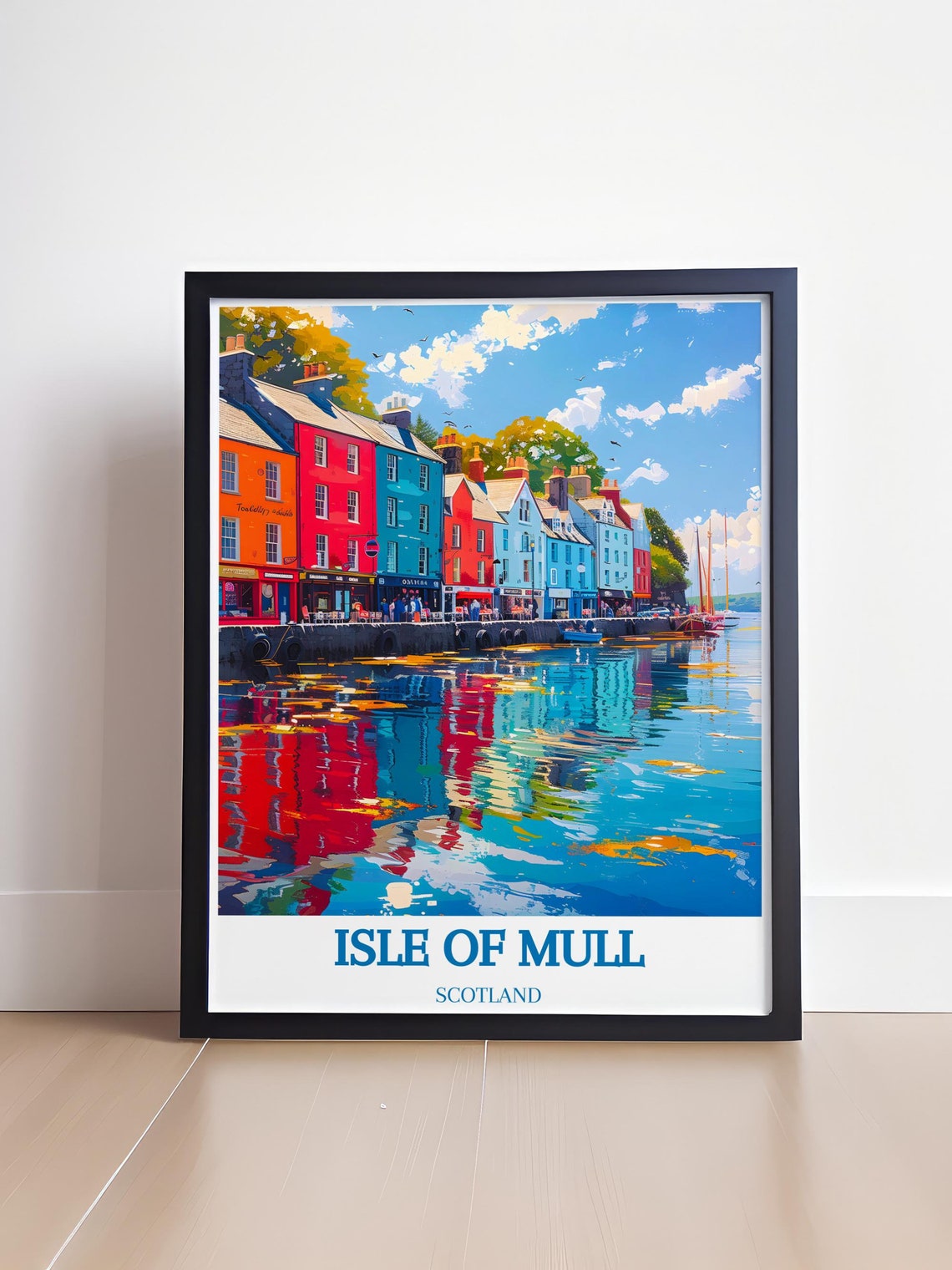 Isle of Mull Colorful Harbourside Street Reflection Scotland Poster - Image 4