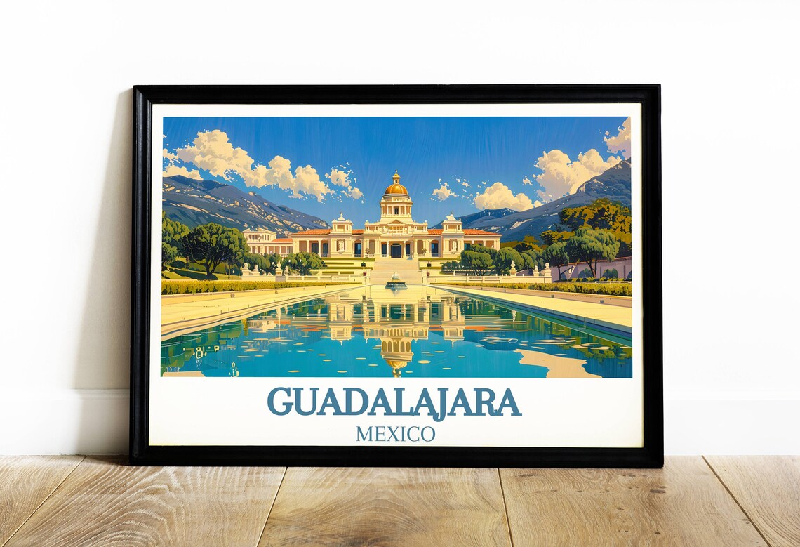 Guadalajara Mexico Reflecting Pool Palace Garden City View Poster