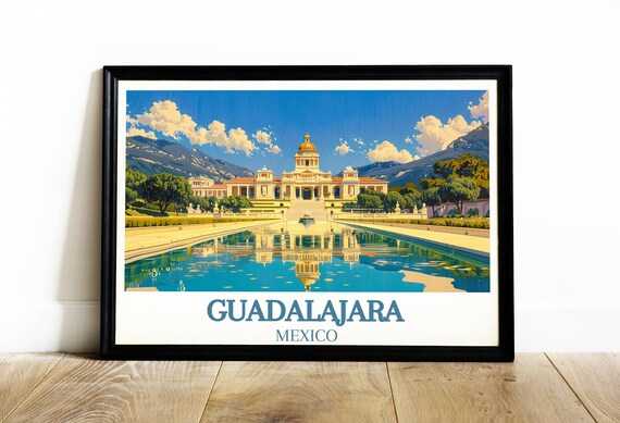 Guadalajara Mexico Reflecting Pool Palace Garden City View Poster