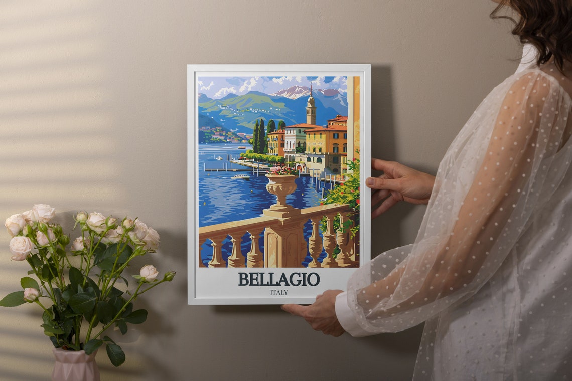 Bellagio Lake Como Villa Terrace Mountain Vista Classic Poster - Image 4