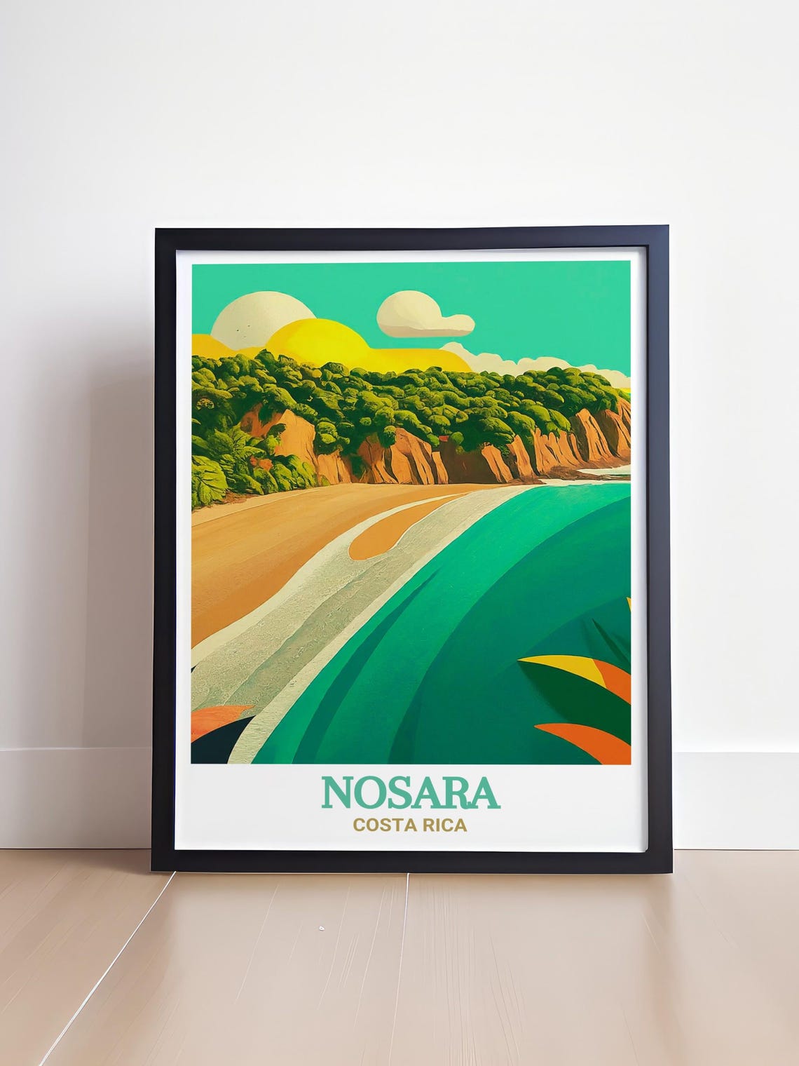 Nosara Costa Rica Tropical Beach Palm Lined Cliffs Travel Poster - Image 4
