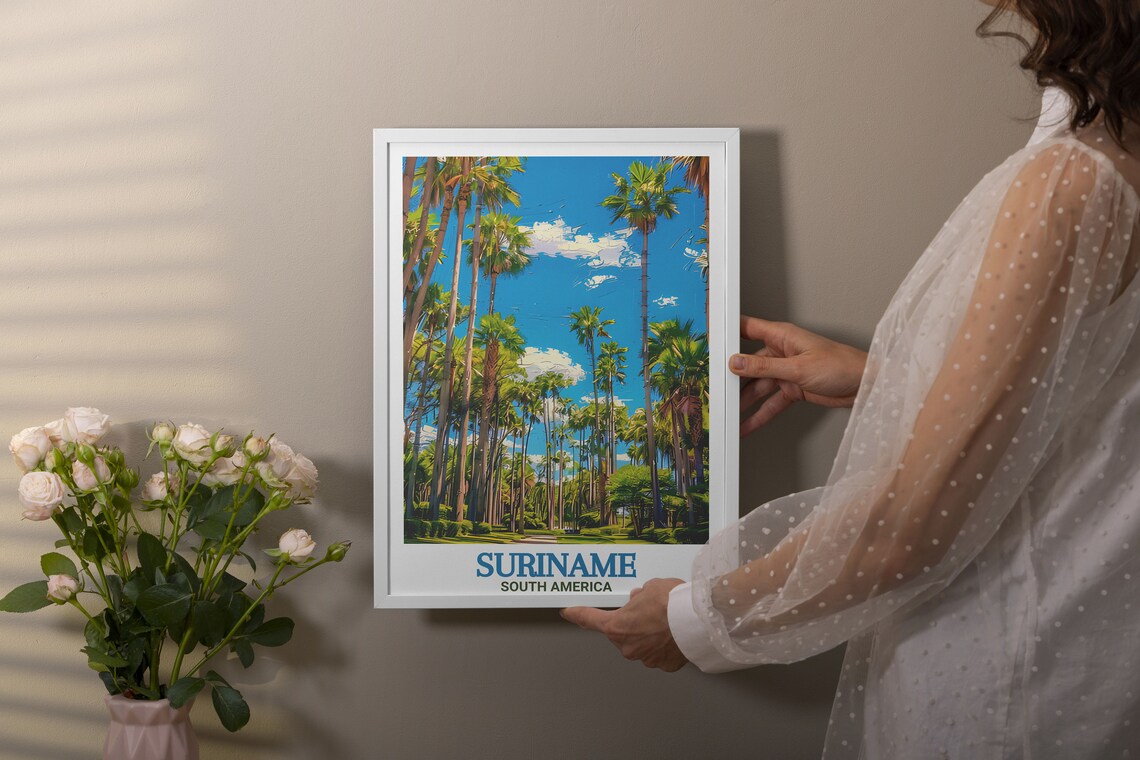 Suriname Palmentuin Palm Avenue South America Tropical Travel Poster - Image 2