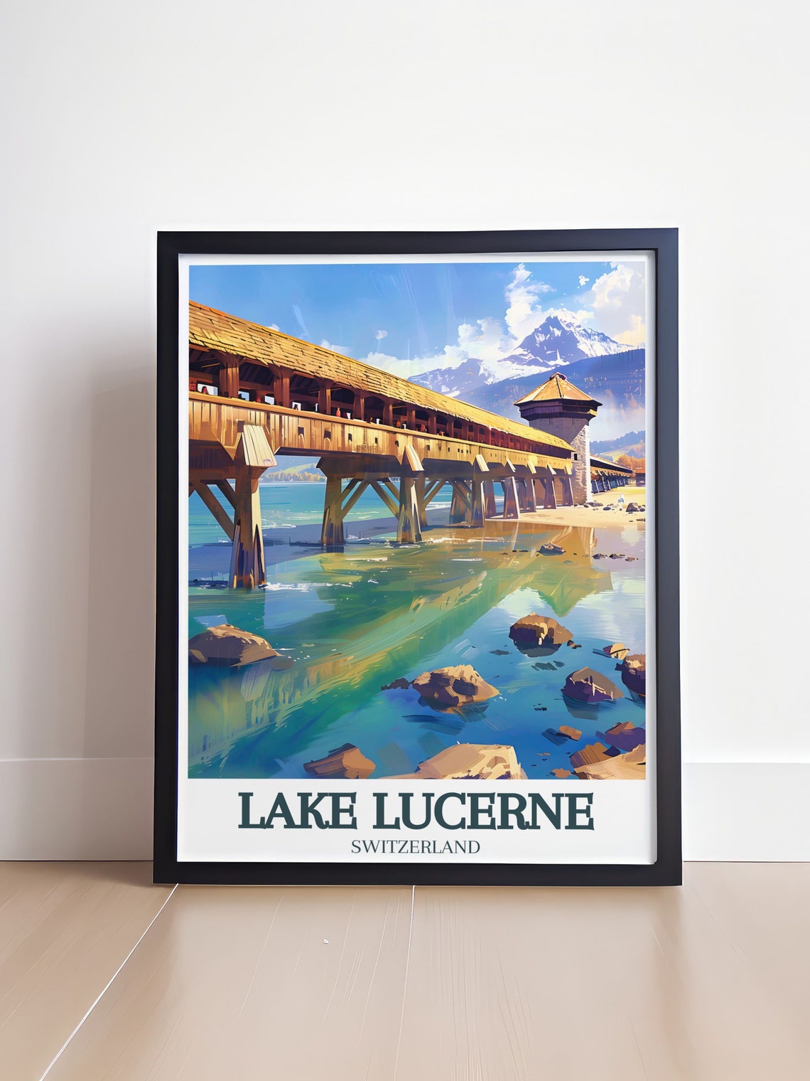 Lake Lucerne Chapel Bridge Water Tower Pilatus Classic Poster - Image 4
