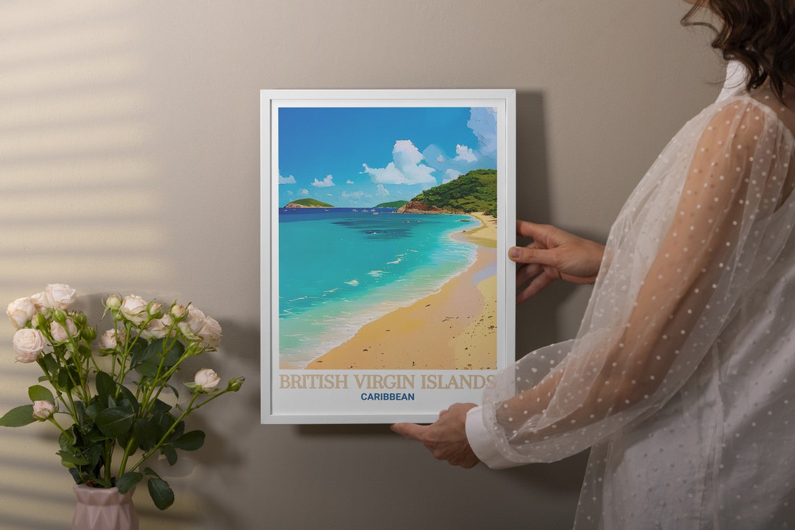 White Bay Sandy Beach and Sailboats British Virgin Islands Poster - Image 3
