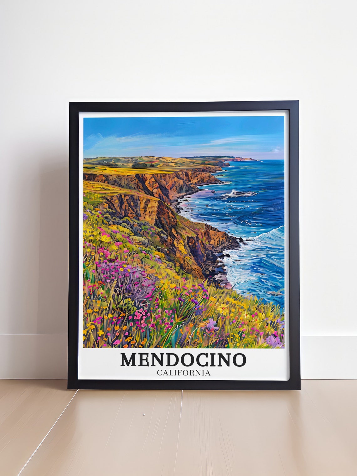 Mendocino Wildflower Cliffs Pacific Ocean California Coastal Poster - Image 4