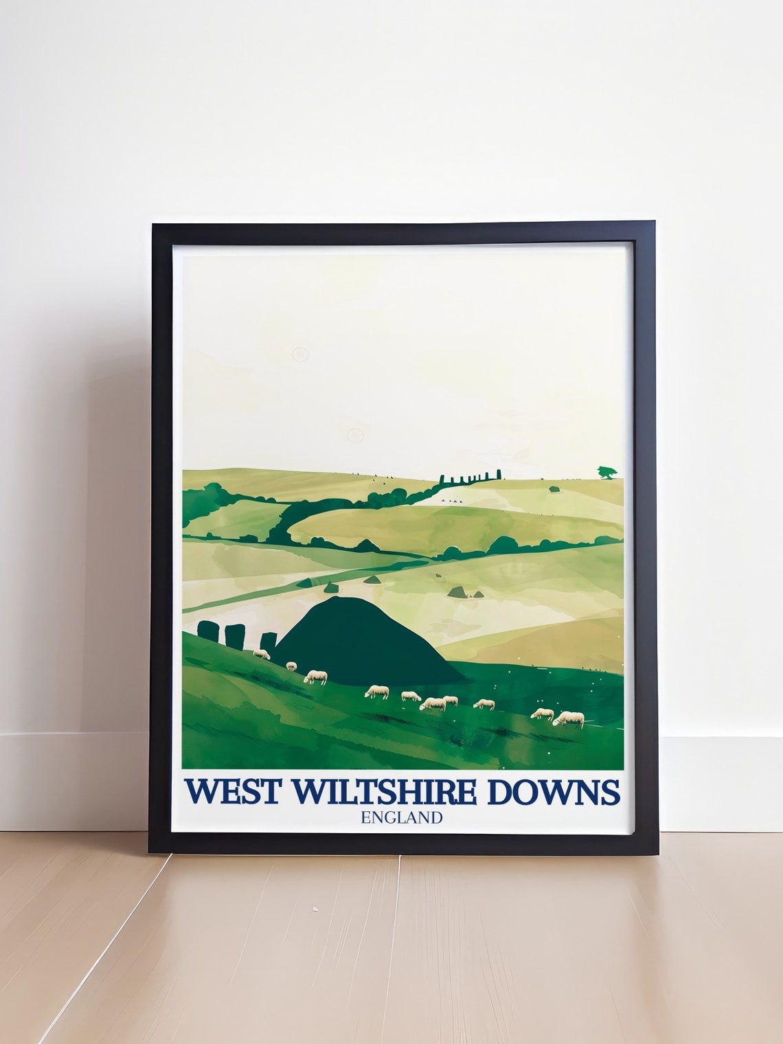 West Wiltshire Downs England Sheep Pasture Rolling Green Hills Poster - Image 4