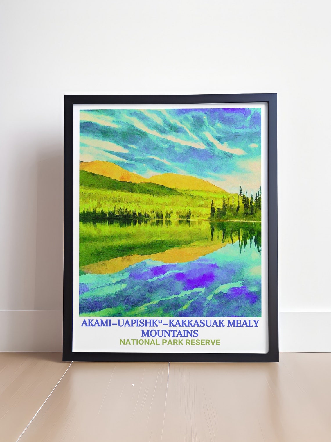 Mealy Mountains Atikonak Lake Perfect Mirror Reflection Poster - Image 4