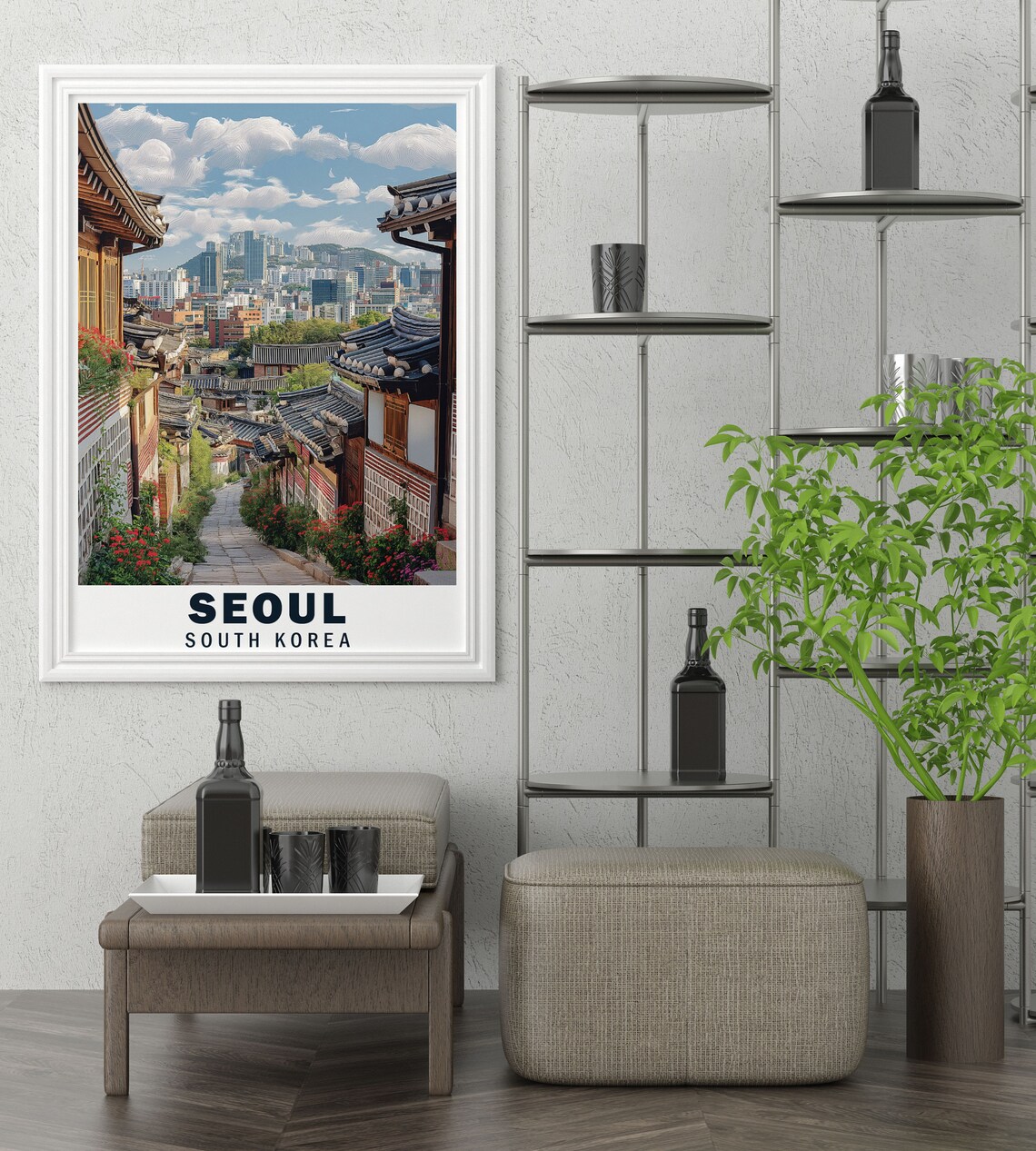Seoul South Korea Bukchon Hanok Village Flower Lane Travel Poster - Image 3
