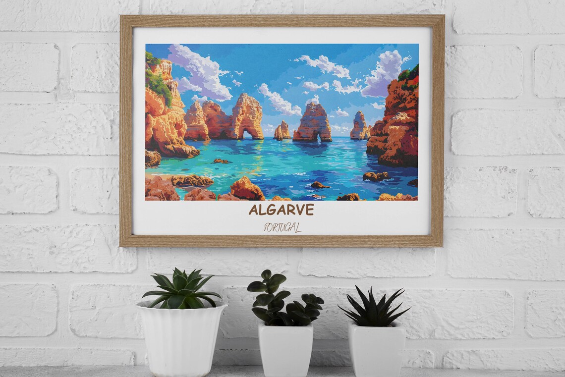 Algarve Portugal Ponta Da Piedade Cliffs Turquoise Sea Travel Poster - Image 3