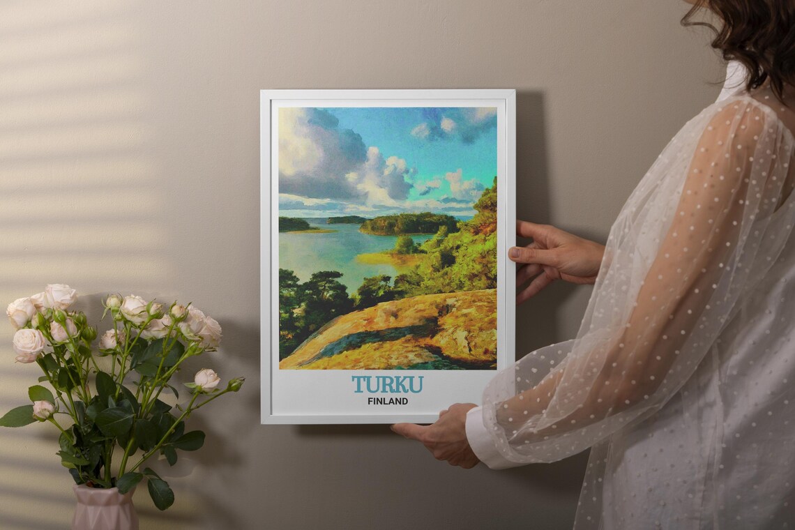 Turku Archipelago Finland Coastal Islands Watercolor Travel Poster - Image 2
