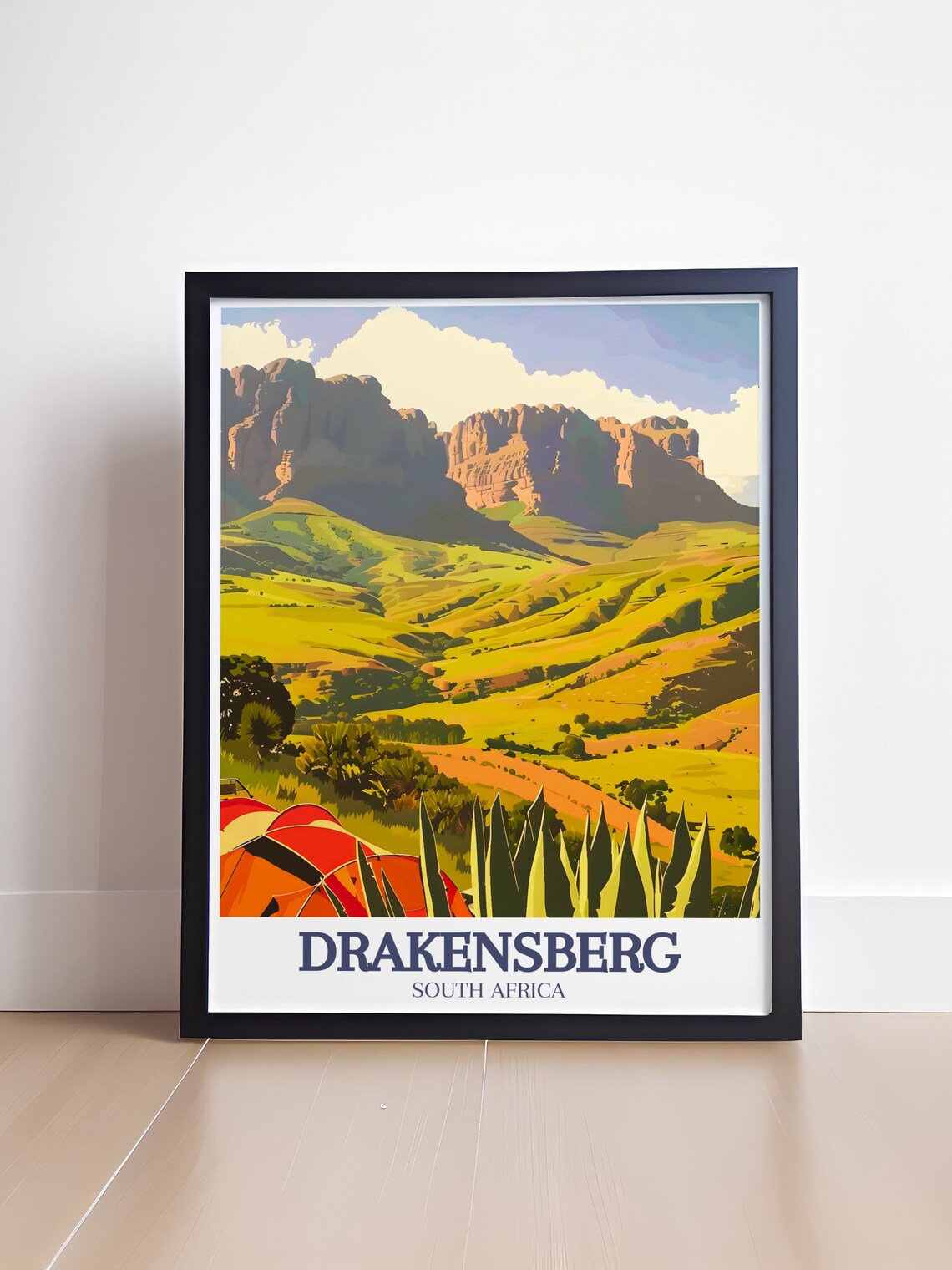 Drakensberg South Africa Camping Tent Golden Hills Escarpment Poster - Image 4