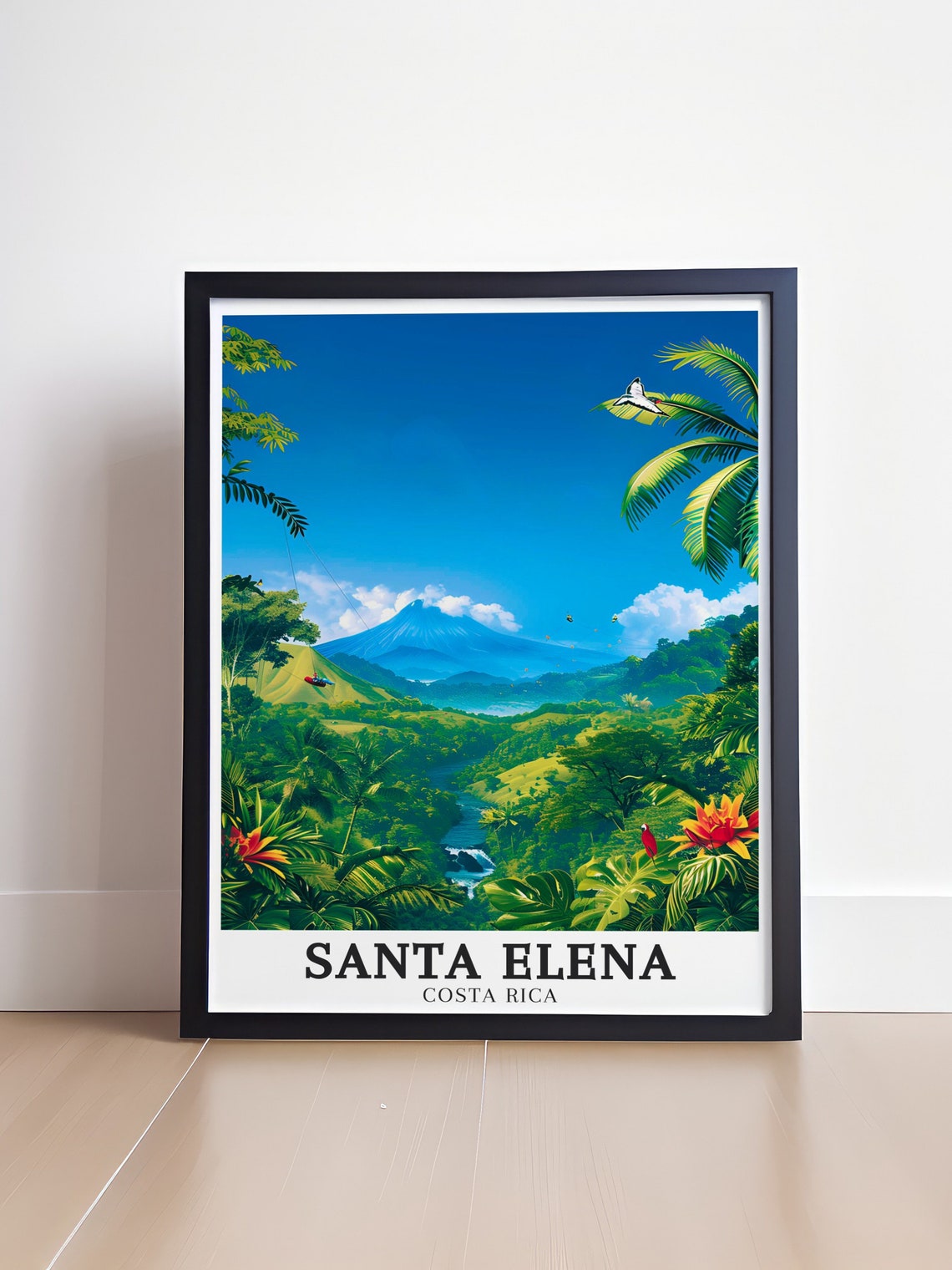 Santa Elena Arenal Volcano Zipline Jungle River Valley View Poster - Image 4