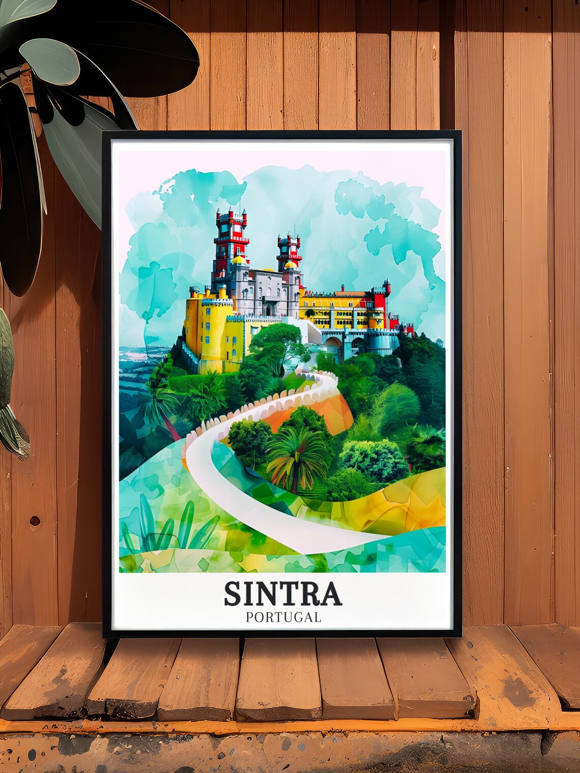 Sintra Portugal Pena National Palace Watercolor Travel Poster - Image 3