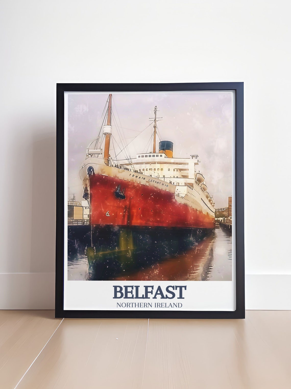 Belfast Northern Ireland Historic Ocean Liner in Harbor Poster - Image 4