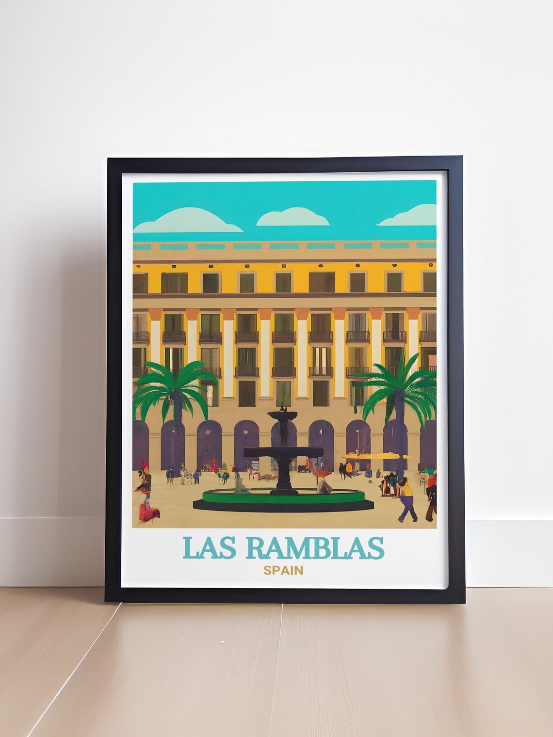 Las Ramblas Placa Reial Fountain Barcelona Spain Travel Poster - Image 4